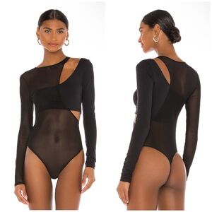 OW Collection Kari Bodysuit in Black Caviar Size S